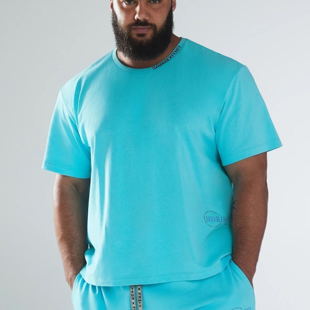 Savage Fenty Xssential Heavy Jersey Tee Blue Vision‎ M NWT in packaging